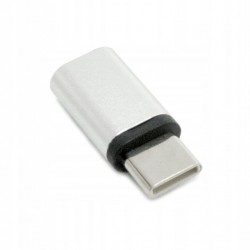 Adapter przejściówka z micro USB na Typ C SREBRNY